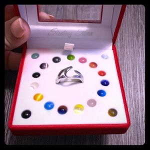 Sterling silver changeable orb ring